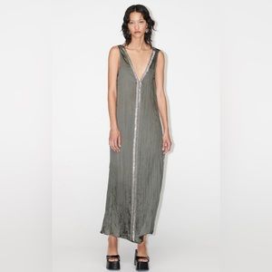 ZARA Embroidered Satin Effect Dress Limited Addition